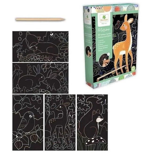 Tableaux a gratter Animaux de la foret - Sycomore - Artissimo - Mixte - A partir de 4 ans - Vert