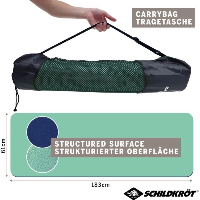 Tapis de yoga - FITNESS - SCHILDKRÖT - 180 x 61 cm - 4 mm - Sac inclus - Vert / Bleu