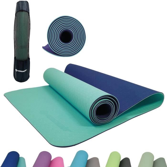 Tapis de yoga - FITNESS - SCHILDKRÖT - 180 x 61 cm - 4 mm - Sac inclus - Vert / Bleu