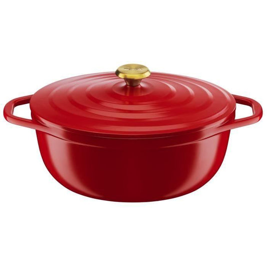 TEFAL Air cocotte légere ovale 30x23 cm, fonte d'aluminium rouge, tous feux dont induction E2548904 TEFAL