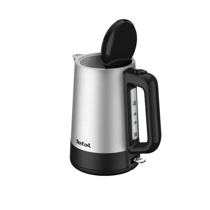 TEFAL Bouilloire électrique sans fil inox 1,7L, Résistance cachée, Option surélévation, Base 360°, 2200W, Equinox BI520D10 TEFAL