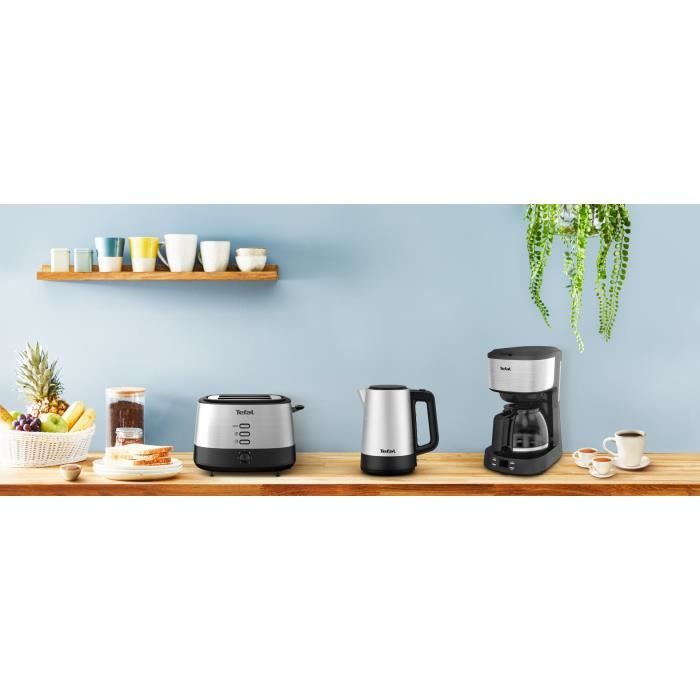 TEFAL Bouilloire électrique sans fil inox 1,7L, Résistance cachée, Option surélévation, Base 360°, 2200W, Equinox BI520D10 TEFAL