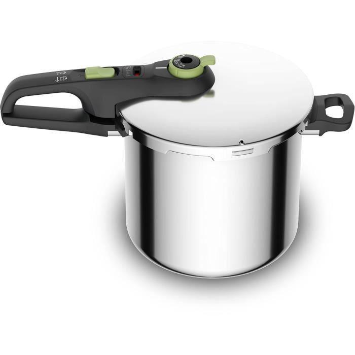 TEFAL Cocotte-minute inox, Autocuiseur 8 L, Induction, Programmes légumes et viande, 5 points de sécurité, Secure Trendy P2584400 TEFAL