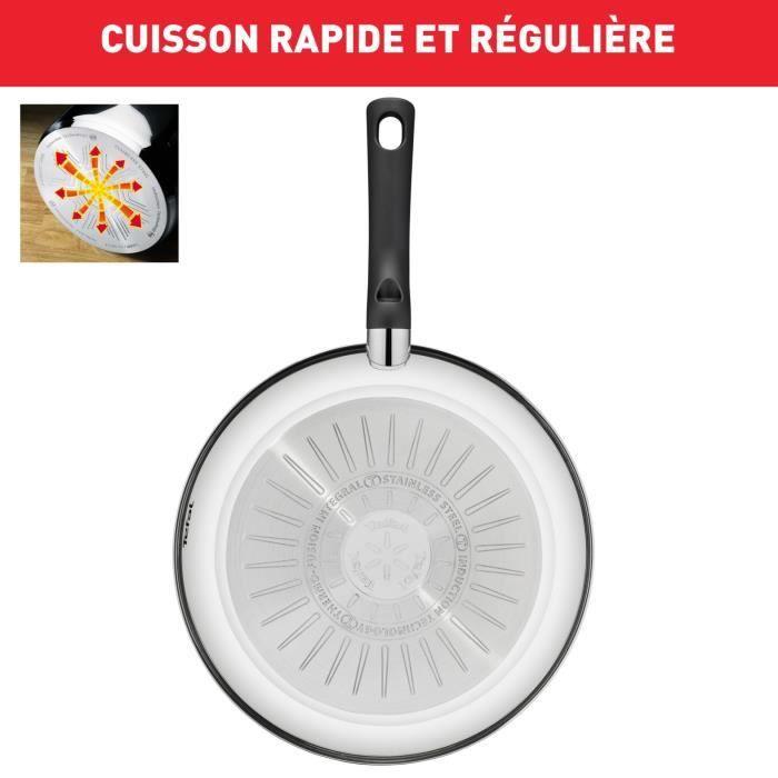 TEFAL Delicious Batterie cuisine 8 p, Poeles 24/28 cm, Casserole 16 cm, Faitout 24 cm + Couvercle verre, Induction B818S804 TEFAL