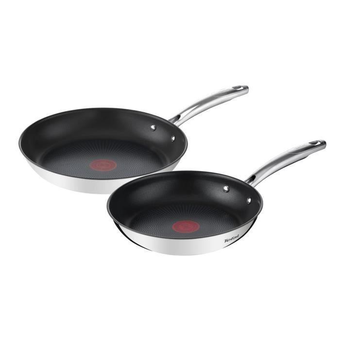 TEFAL Duetto+ Lot de 2 poeles 24/28 cm, Induction, Revetement antiadhésif, Acier inoxydable haute qualité, Garantie 10 ans G732S255 TEFAL