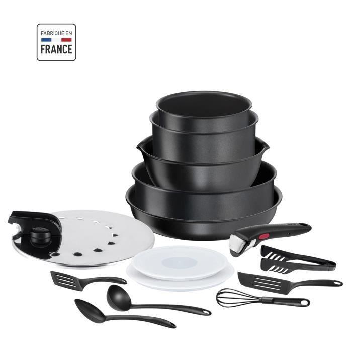 TEFAL INGENIO Batterie de cuisine 15 pcs, Induction, Revetement antiadhésif, Cuisson saine, Fabriqué en France, Daily Chef L7629902 TEFAL