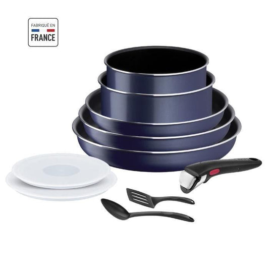 TEFAL INGENIO Easy Cook & Clean Lot 10 pieces, Poele, Casserole, Non induction, Revetement antiadhésif, Fabriqué en France L1579102 TEFAL