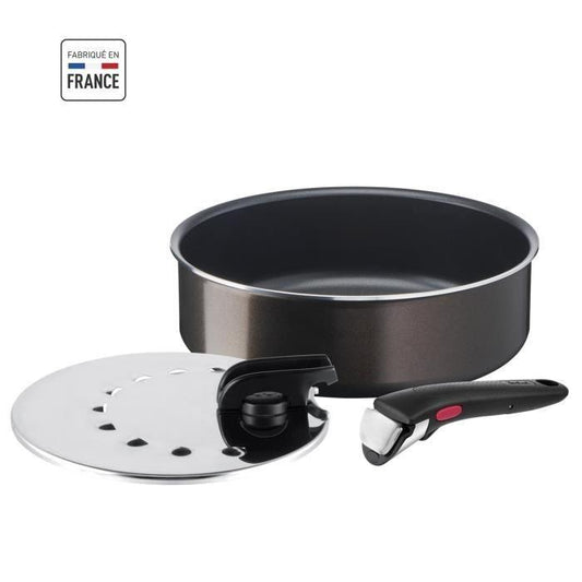 TEFAL INGENIO Easy Plus Sauteuse 24 cm + Couvercle + Poignée, Non induction, Revetement antiadhésif, Fabriqué en France L1509002 TEFAL