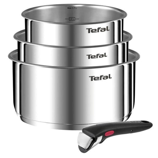 TEFAL INGENIO Emotion Lot de 3 casseroles 16/18/20 cm + poignée amovible, Acier inoxydable, Compatible lave-vaisselle L896S404 TEFAL