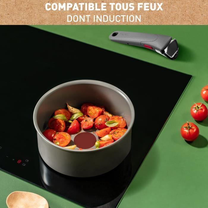 TEFAL INGENIO Renew Poele 28cm, Casserole 18cm, Poignée, Induction, Céramique antiadhésive, Eco-conçue, Fabriqué en France L2609302 TEFAL