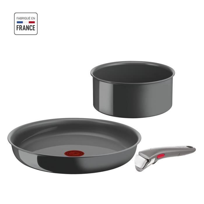 TEFAL INGENIO Renew Poele 28cm, Casserole 18cm, Poignée, Induction, Céramique antiadhésive, Eco-conçue, Fabriqué en France L2609302 TEFAL