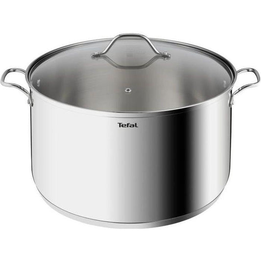 TEFAL Intuition XL Marmite 26 L cm inox + couvercle verre, Capacité 6,5 L, Induction, Acier inoxydable 18/10, Poignées robustes B864 TEFAL