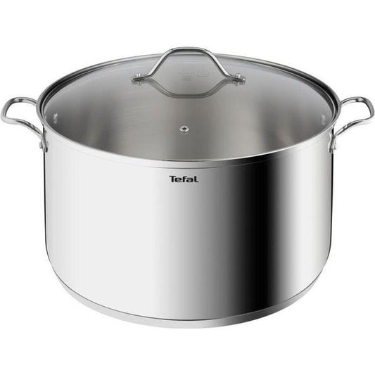 TEFAL Intuition XL Marmite 28 cm inox + couvercle verre, Capacité 8 L, Induction, Acier inoxydable 18/10, Poignées robustes B8646404 TEFAL