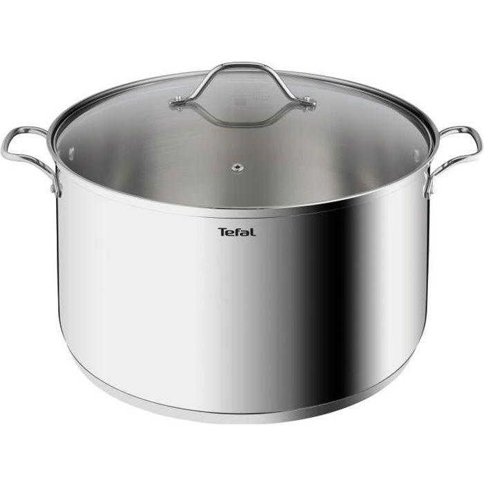 TEFAL Intuition XL Marmite 36 L cm inox + couvercle verre, Capacité 17,5 L, Induction, Acier inoxydable 18/10, Poignées robustes B86 TEFAL