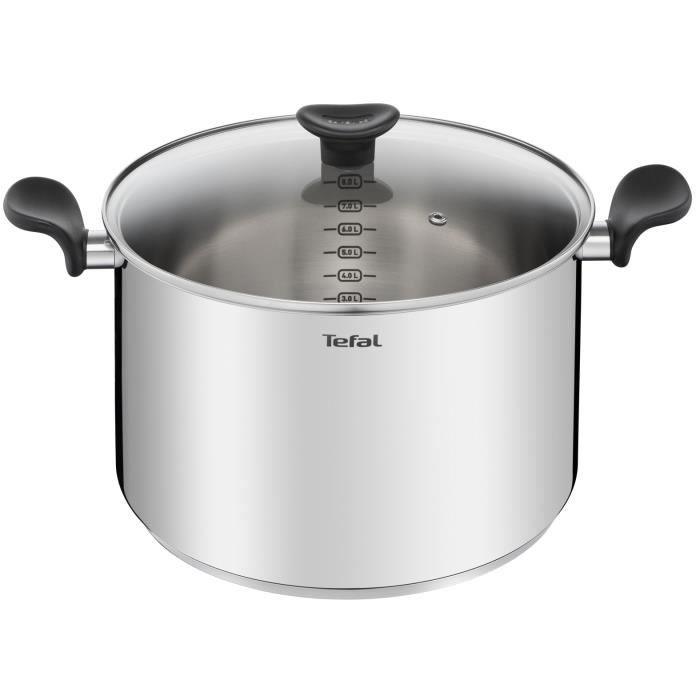 TEFAL Primary Marmite 28 cm + couvercle verre, Induction, Acier inoxydable haute qualité, Garantie 10 ans E3086404 SEB