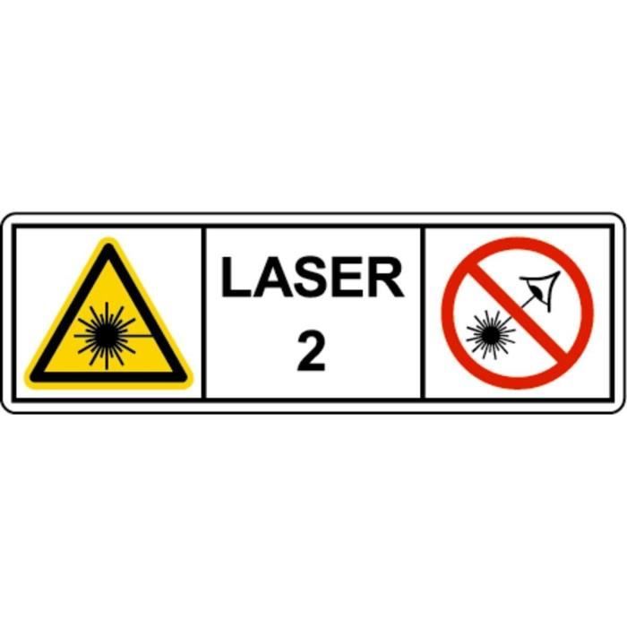 Panneau d’avertissement sur le télémètre laser Metabo LD 60 pour radiation laser de classe 2