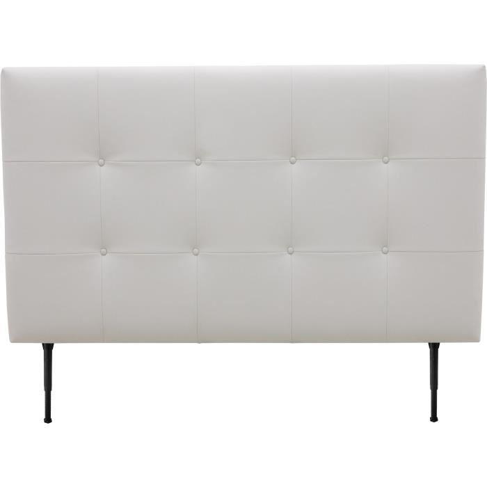 Tete de lit 140 cm ESTIA - PU Blanc - Réglable en hauteur de 105 a 116 cm AUCUNE