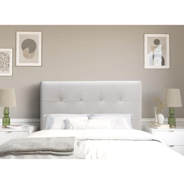 Tete de lit 140 cm ESTIA - PU Blanc - Réglable en hauteur de 105 a 116 cm AUCUNE