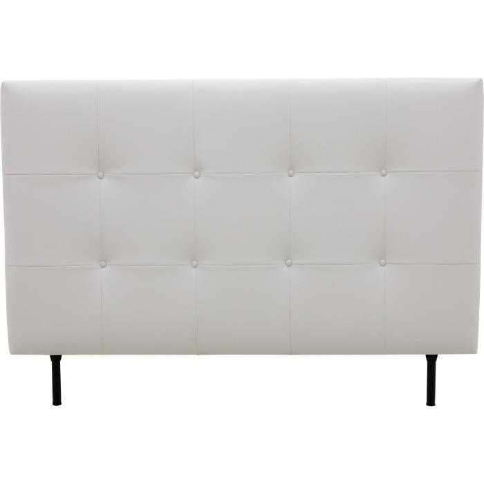 Tete de lit 140 cm ESTIA - PU Blanc - Réglable en hauteur de 105 a 116 cm AUCUNE