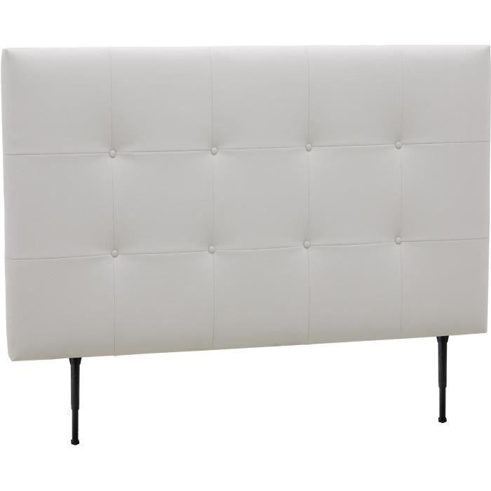 Tete de lit 140 cm ESTIA - PU Blanc - Réglable en hauteur de 105 a 116 cm AUCUNE