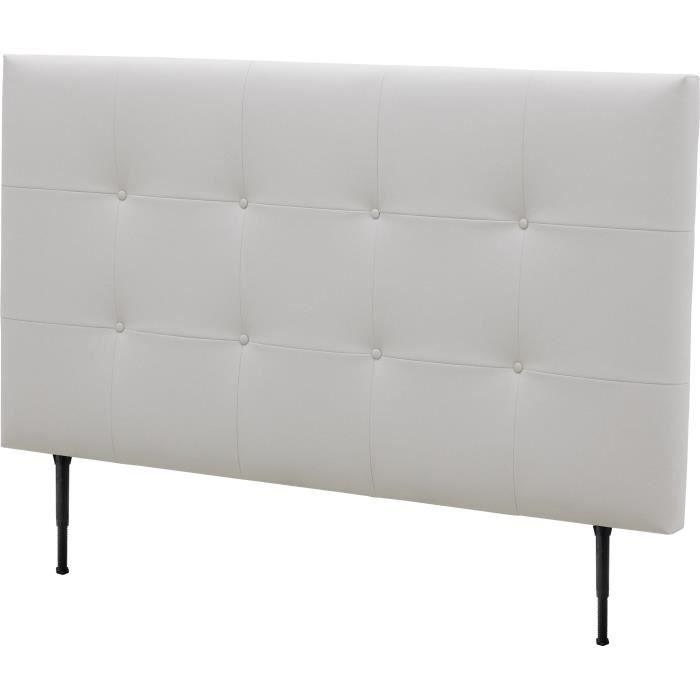 Tete de lit 140 cm ESTIA - PU Blanc - Réglable en hauteur de 105 a 116 cm AUCUNE