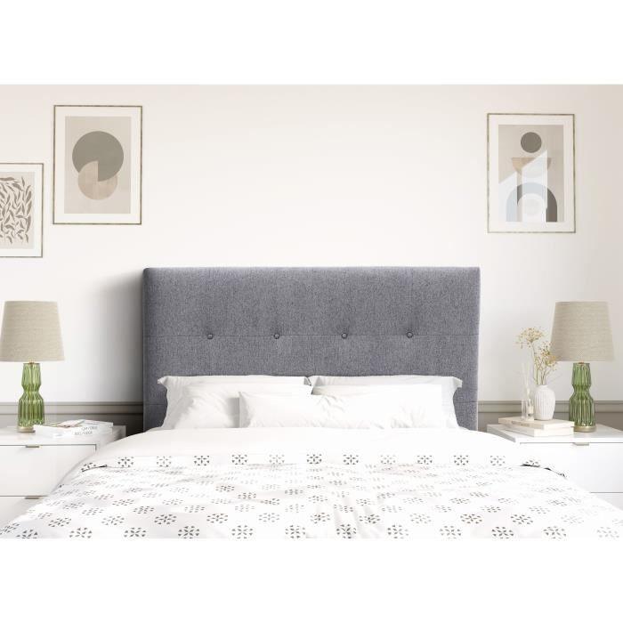 Tete de lit 140 cm ESTIA - Tissu Anthracite - Réglable en hauteur de 105 a 116 cm AUCUNE