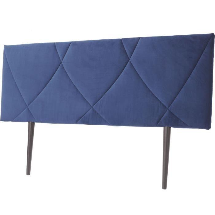 Tete de lit TUDOR - Velours Bleu Marine - L.162 x H.100 x P.7 cm AUCUNE