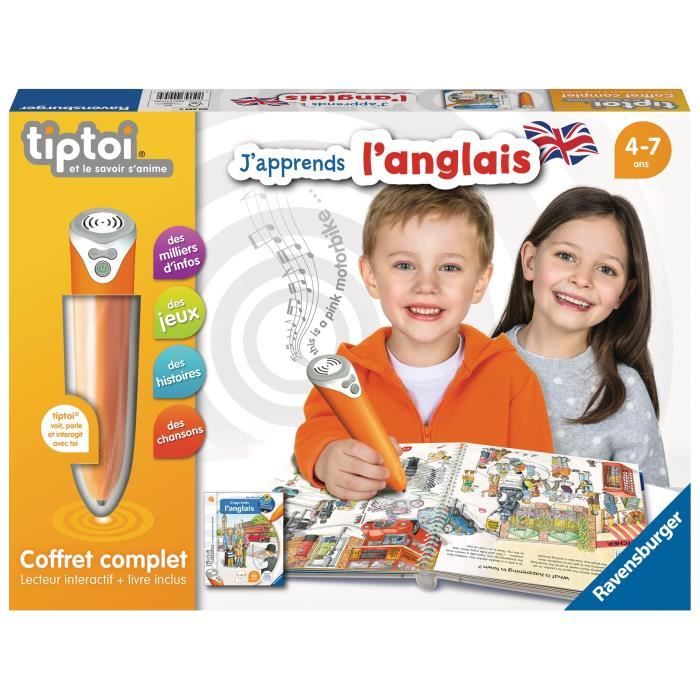 tiptoi - Coffret complet lecteur interactif + Livre J’apprends l’anglais - Ravensburger - Jeu électronique