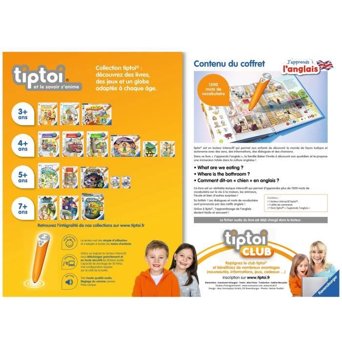 tiptoi - Coffret complet lecteur interactif + Livre J’apprends l’anglais - Ravensburger - Jeu électronique