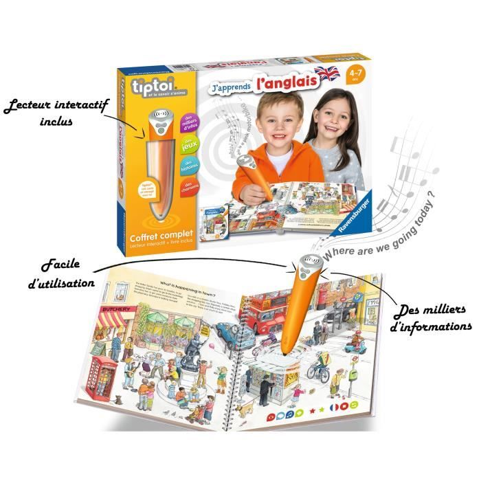 tiptoi - Coffret complet lecteur interactif + Livre J’apprends l’anglais - Ravensburger - Jeu électronique