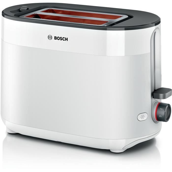 Toaster - BOSCH -  TAT2M121 MyMoment - Blanc - 2 tranches - centrage automatique du pain - fonctions décongélation et réchauffage BOSCH