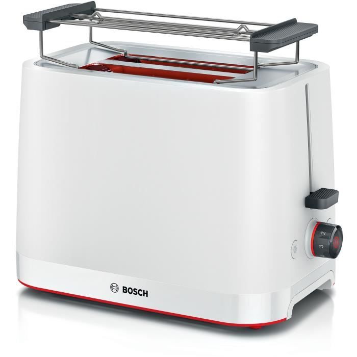 Toaster - BOSCH - TAT3M121 MyMoment - Blanc mat - 2 tranches - centrage automatique du pain - fonctions décongélation et réchauffage BOSCH