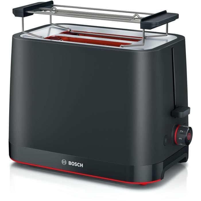 Toaster - BOSCH -  TAT3M123 MyMoment - Noir mat - 2 tranches - centrage automatique du pain - fonctions décongélation et réchauffage BOSCH