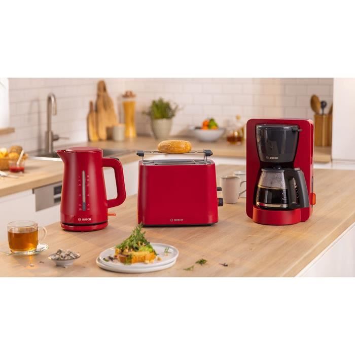 Toaster - BOSCH - TAT3M124 MyMoment - Rouge mat - 2 tranches - centrage automatique du pain - fonctions décongélation et réchauffage BOSCH