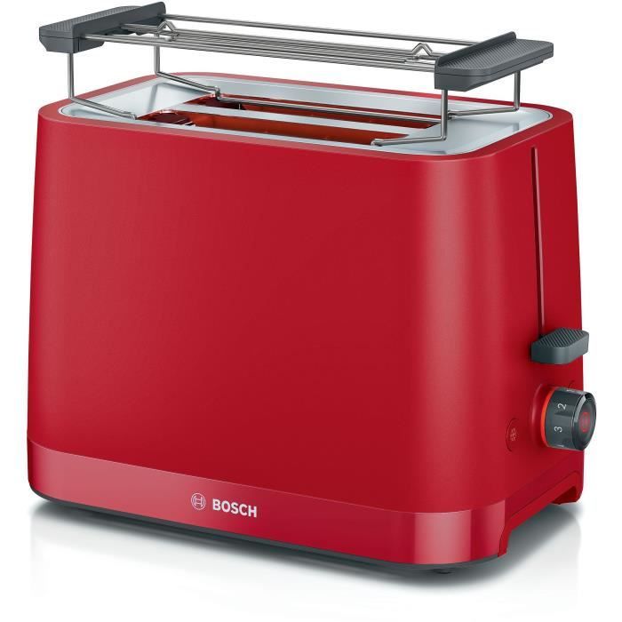 Toaster - BOSCH - TAT3M124 MyMoment - Rouge mat - 2 tranches - centrage automatique du pain - fonctions décongélation et réchauffage BOSCH