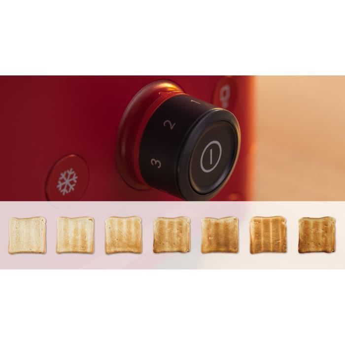 Toaster - BOSCH - TAT3M124 MyMoment - Rouge mat - 2 tranches - centrage automatique du pain - fonctions décongélation et réchauffage BOSCH