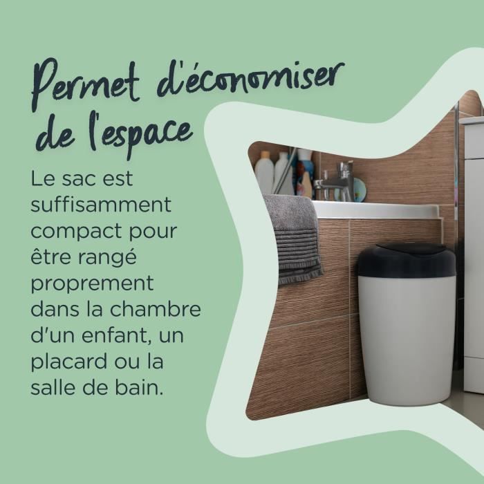 TOMMEE TIPPEE Lot de 3 Recharges de Poubelle a Couches pour Simplee Sangenic Protection Anti-Odeur et Anti-Germe