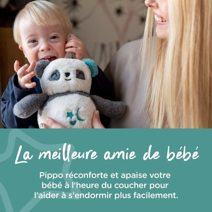 TOMMEE TIPPEE Peluche veilleuse de luxe avec CrySensor 6 sons apaisants USB lavable en machine Pippo le Panda