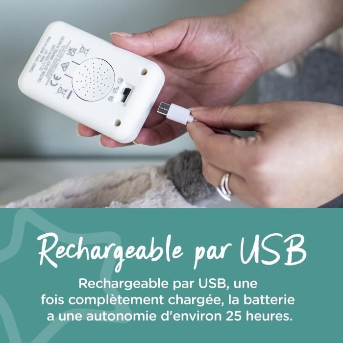 TOMMEE TIPPEE Peluche veilleuse de luxe avec CrySensor 6 sons apaisants USB lavable en machine Ollie la Chouette