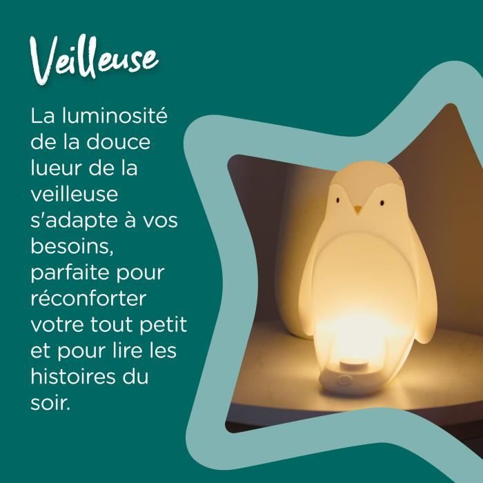 TOMMEE TIPPEE Veilleuse Pingouin 2-en-1 oeuf lumineux nomade luminosité réglable USB