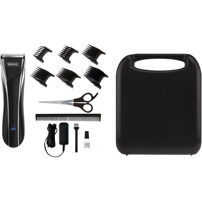 Tondeuse a cheveux - WAHL - 1911.0467 Lithium Pro LCD Clipper - 6 W - 100 min - 6 sabots - Noir