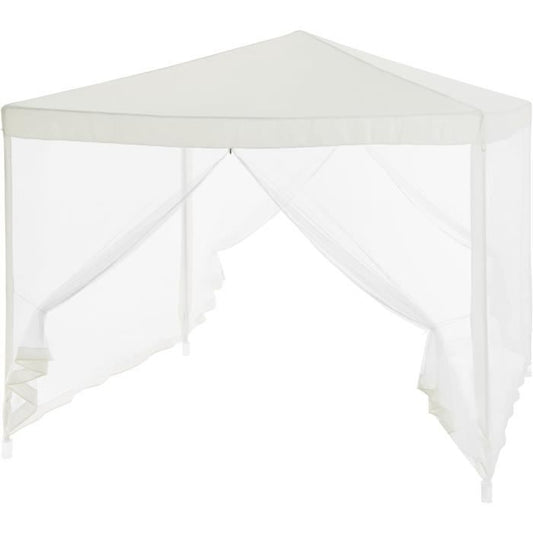 Tonnelle de jardin avec 4 moustiquaires - 3x3m - Acier et polyester 140 g - Blanc AUCUNE