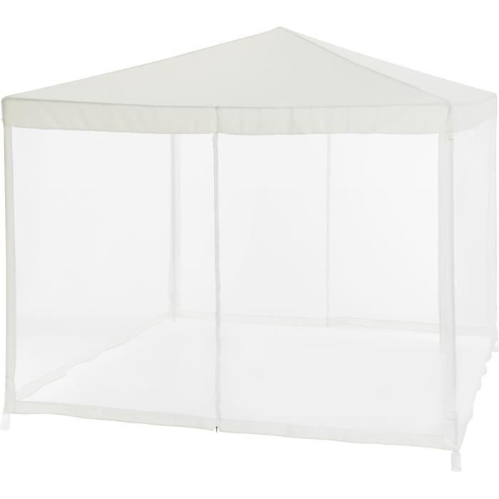 Tonnelle de jardin avec 4 moustiquaires - 3x3m - Acier et polyester 140 g - Blanc AUCUNE