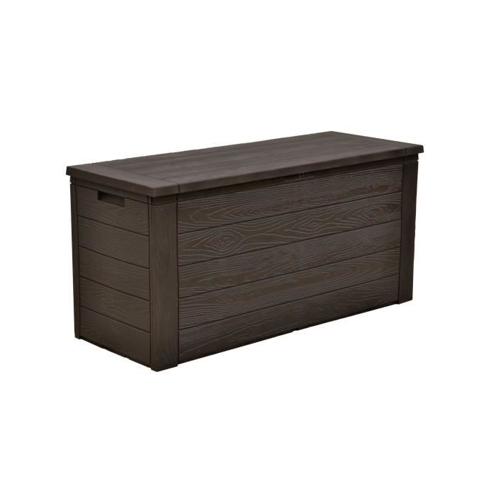 TOOD Malle / coffre de rangement en résine - 300 L - 120 x 46 x 58 cm - Marron aspect bois TOOD