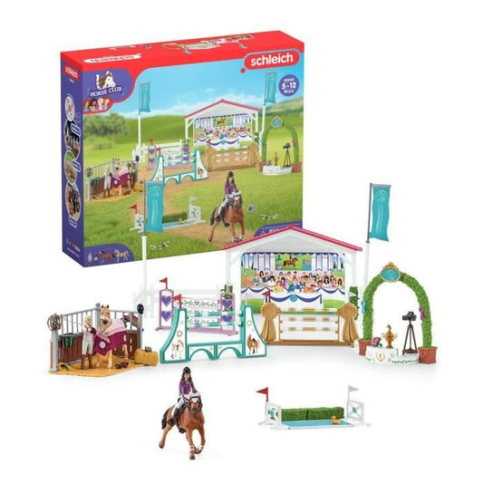 Tournoi équestre entre amis coffret schleich avec 86 éléments inclus dont 1 cheval schleich et 2 personnages coffret