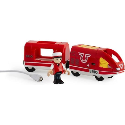 Train de Voyageur Rechargeable BRIO - Circuit de train en bois - Ravensburger - Rouge - Mixte des 3 ans