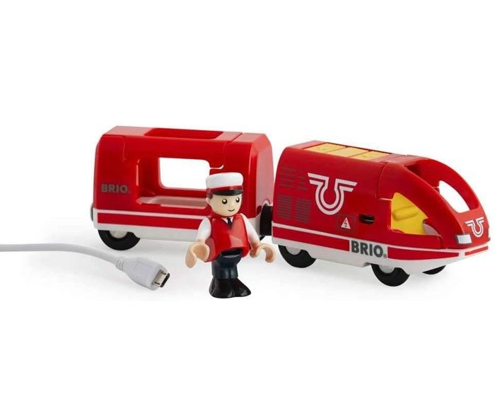 Train de Voyageur Rechargeable BRIO - Circuit de train en bois - Ravensburger - Rouge - Mixte des 3 ans