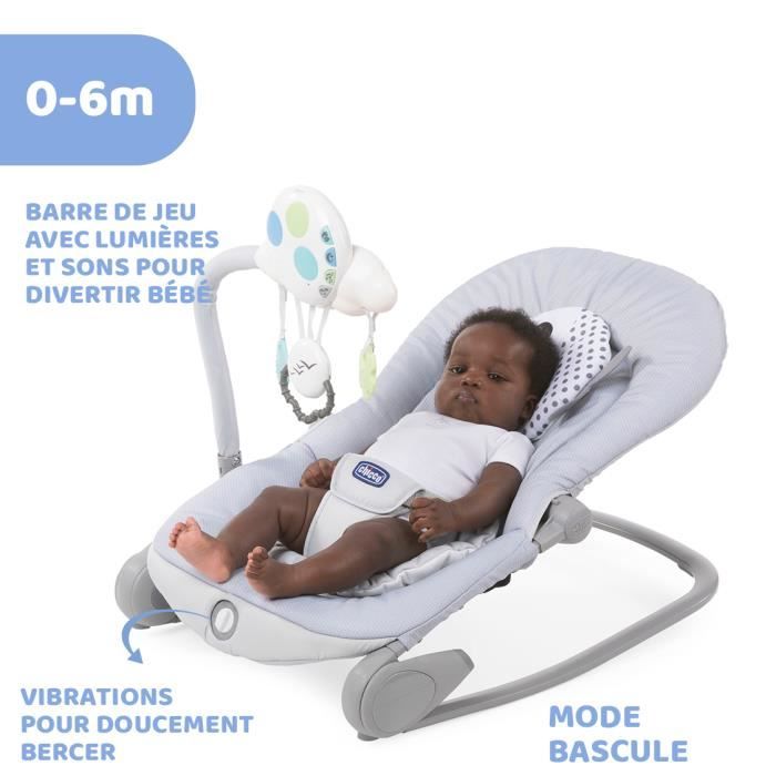 Transat évolutif CHICCO - modele BALLOON DOTS - musical avec arche jouet et vibration