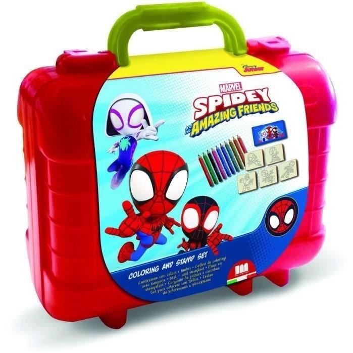 Travel Set - MULTIPRINT - 42135 - 5 tampons Spidey et ses Amis 10 crayons