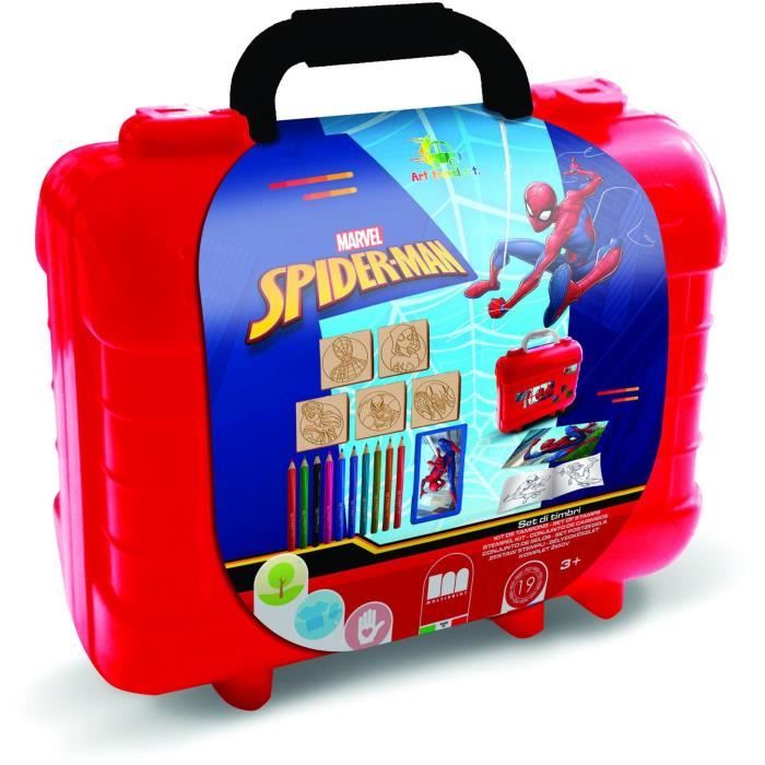 Travel Set - MULTIPRINT - 42817 - 5 tampons Spiderman 10 crayons